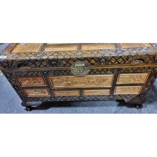 799 - Star Lot : A remarkable heavy quality Chinese chest. This impressive piece boasts extensive and lavi... 