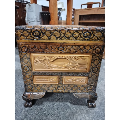 799 - Star Lot : A remarkable heavy quality Chinese chest. This impressive piece boasts extensive and lavi... 