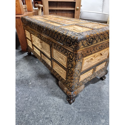 799 - Star Lot : A remarkable heavy quality Chinese chest. This impressive piece boasts extensive and lavi... 