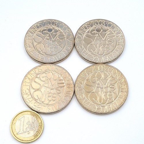 3 - Four 2003 five pound coins, presented in royal mint sealed wallets.