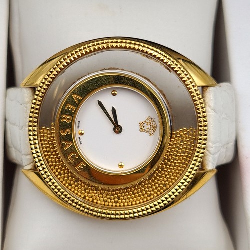 6 - Star Lot : A fabulously stylish genuine Versace white gold plated and stainless steal 