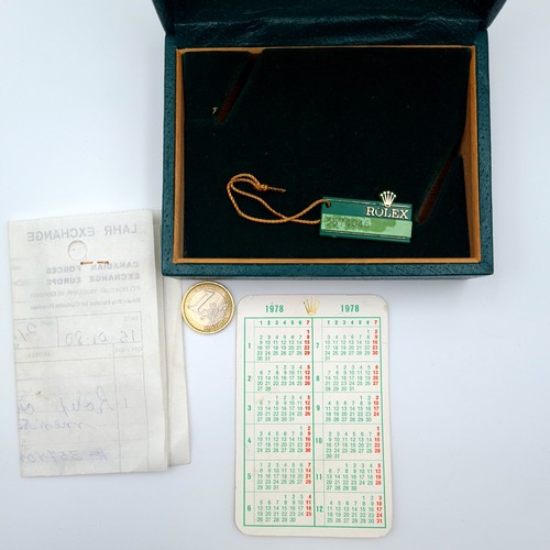 23 - A very exciting original vintage 1978 Rolex watch box, featuring a a fabulous emerald green mottled ... 