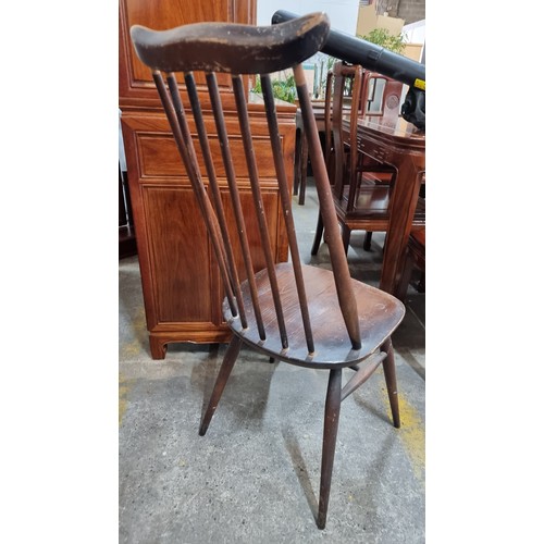 731 - Star Lot : Four fabulous vintage spindle back dining chairs including two 'Goldsmith' carvers from t... 