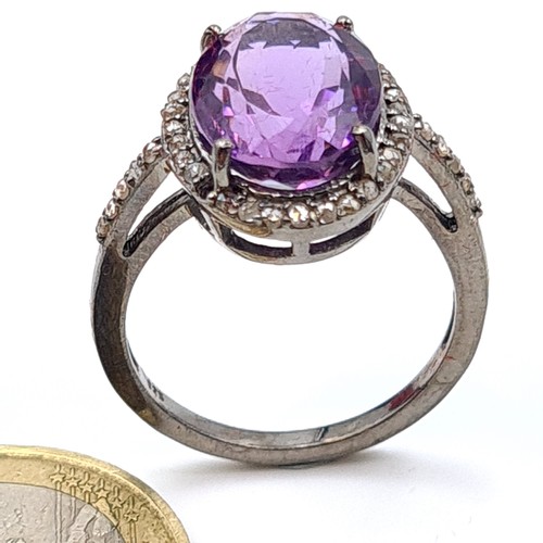 603 - Star lot : A beautiful suite of Amethyst and Diamond jewellery, which includes three stunningly larg... 