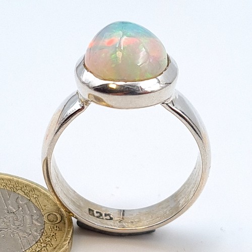 614 - A truly beautiful 6 carat Australian Fire Opal sterling silver ring. This is one of the brightest Fi... 