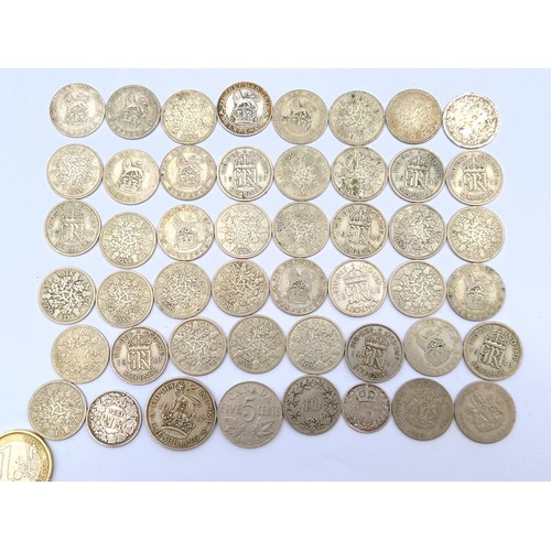 650 - A large collection of 42 Edwardian silver six pences, of a total weight of 132.41 grams. Together wi... 