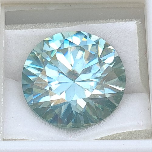 628 - A collection of two certified brilliant cut Ocean Blue Moissanites, consisting of a 15.75 large exam... 