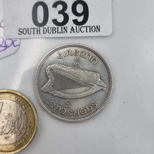 39 - A rare 1935 Florin 2s Irish coin. very good detail.