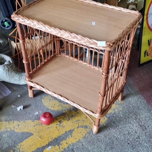 947 - A lovely rattan side table with two tiers, decorated with lovely plaited and woven reeds throughout.... 