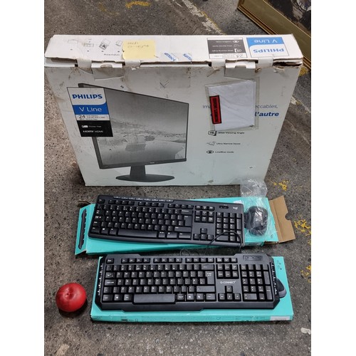 926 - Three items including a logitech MK270 full sized wireless combo keyboard and mouse, a Q connect wir... 