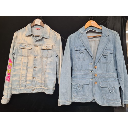 935 - Two fabulous denim jackets in UK size 8 one made by Joseph and the other by Roberto Cavalli Angels.