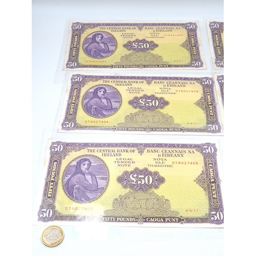 1 - Star Lot : A fantastic collection of six consecutive rare possibly unique £50 Lady Lavery banknotes.... 