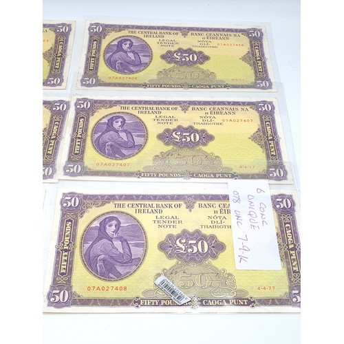 1 - Star Lot : A fantastic collection of six consecutive rare possibly unique £50 Lady Lavery banknotes.... 
