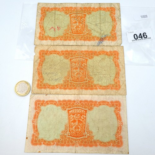 46 - A collection of three Lady Lavery 10 shilling banknotes with one dating to the 3.1.1962 and the othe... 
