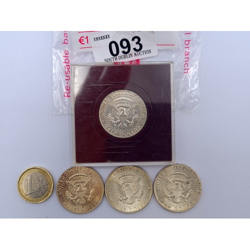 93 - Four coins including an encapsulated example commemorating the 35th president of the U.S.A. John F. ... 