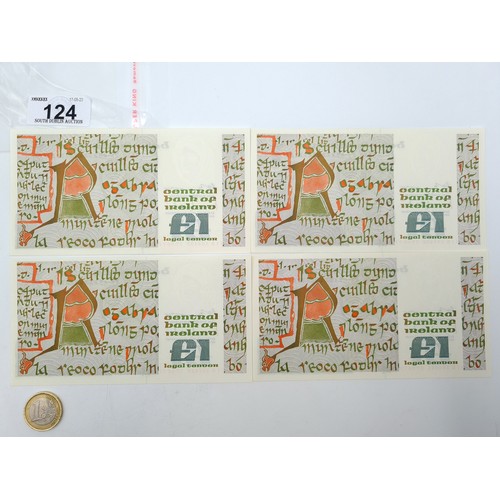 124 - Four consecutive B Series £1 Irish banknotes featuring Queen Medb with the series numbers: JIB104429... 