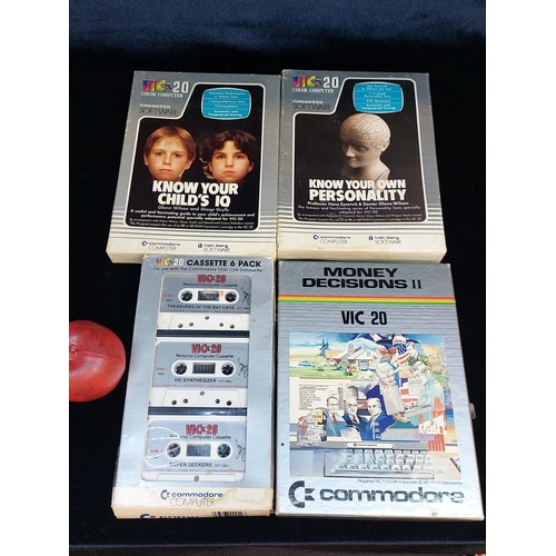 255 - A selection of ten rare  Vic-20 vintage computer cassettes for use with the Commadore computer. Desi... 