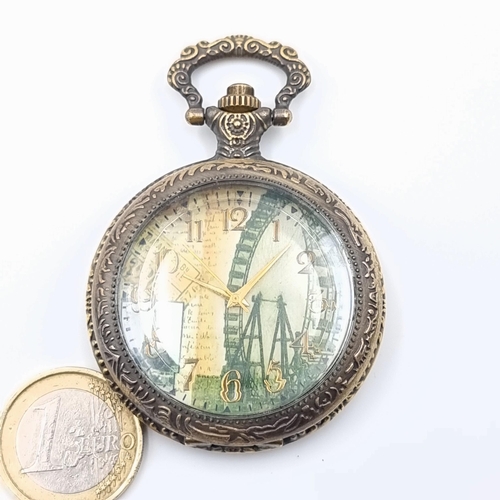 4 - An unusual ornate pendant watch, featuring a bright colourful face and attractive foliate detail. Di... 