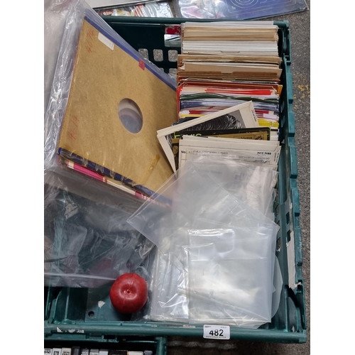 482 - A crate of empty vintage vinyl sleeves from vinyl pressings of Elvis Presley. Including full size LP... 