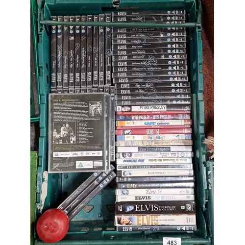 483 - A complete crate of Elvis Presley DVDs. Including a huge box set of forty-five DVDs covering Elvis's... 