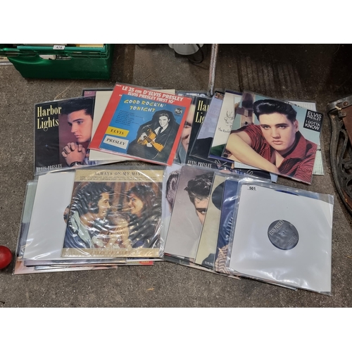 501 - A selection of twenty-five vinyl albums concerned with the songs and performances of Elvis Presley. ... 