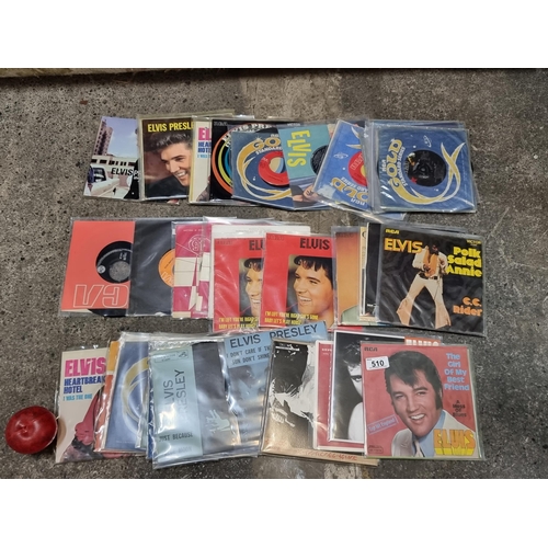 510 - Forty-one Elvis Presley vinyl singles including 'The Girl of My Best Friend/A Mess of Blues' from 19... 