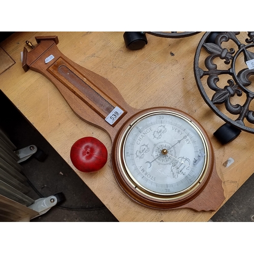 539 - A vintage large Shortland of Manchester wall banjo barometer housed in a wooden case.