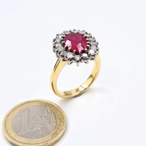 572 - Star Lot: A very attractive 18 carat gold Art Deco Ruby and Diamond stone ring, stamped 750 and feat... 