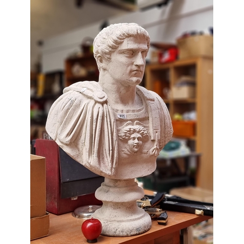 611 - Star lot : A large handsome Gladiator bust crafted from plaster. Featuring lovely detail to face and... 