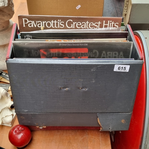 615 - A collection of over 50 vinyl albums including artists such as Abba, Pavarotti and much more. Held i... 