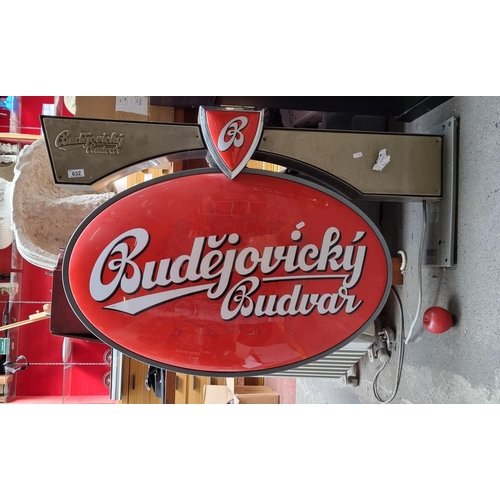 632 - Star lot : An extremely large and heavy original electric light up advertising sign for Budejovicky ... 