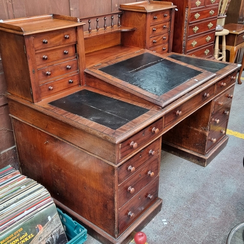 658 - Star LOT : A magnificent  large antique Victorian writer's desk with sixteen drawers to sides, a slo... 