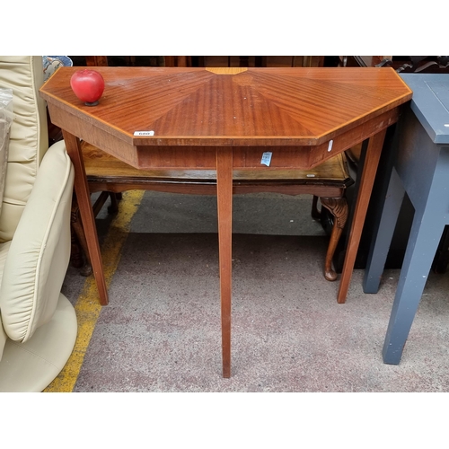 680 - A wonderful vintage sunburst  hall table; this piece has been carefully crafted, with banding and st... 