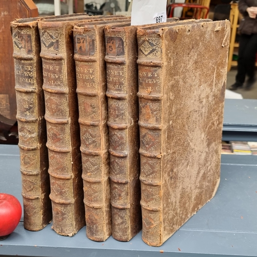 697 - Five large 1725  hardback Latin volumes of the 