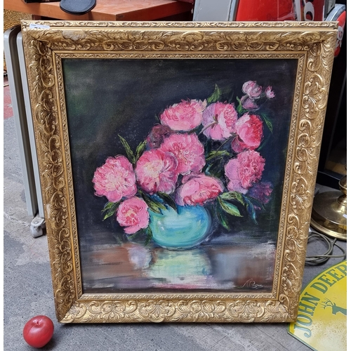 700 - A large eyecatching original oil on canvas painting featuring a still life composition of a bountifu... 