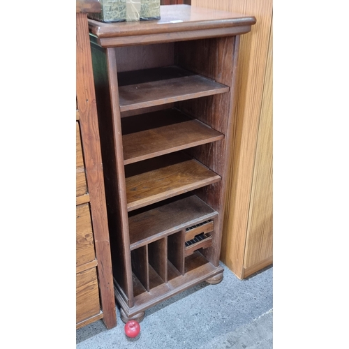 764 - A wonderful, incredibly handsome mid 20th century open shelving unit. Full of character, with three ... 