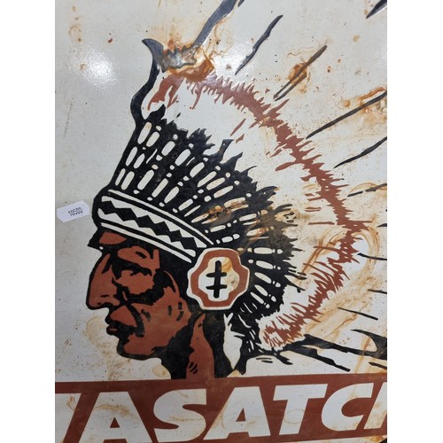 198 - Star lot : A large heavy vintage and hand painted enameled metal wall sign advertising Wasatch.
MM: ... 