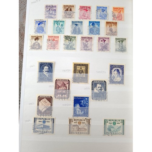 149 - A stamp album containing 714 Austrian stamps dating from between 1871-1988 along with 71 Lichtenstei... 