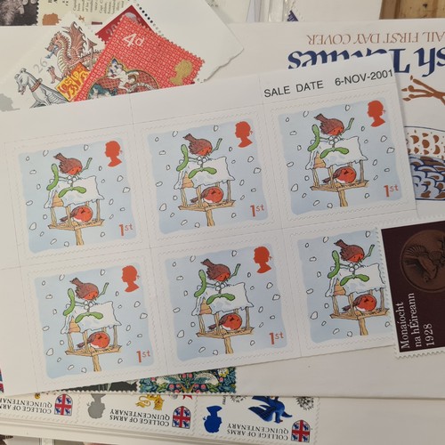 67 - A box filled with stamp sheets and first day covers including dozens o vintage English examples. Goo... 