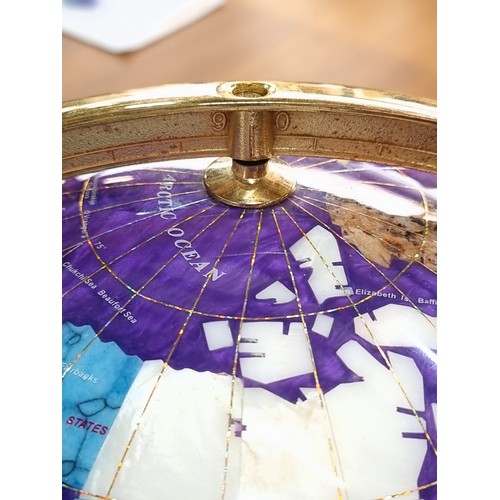 291 - Star Lot : A large beautiful rotating globe in a striking purple finish with semi-precious stone cou... 