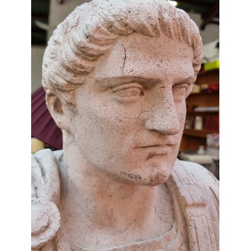 611 - Star lot : A large handsome Gladiator bust crafted from plaster. Featuring lovely detail to face and... 