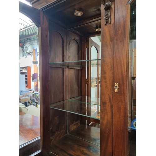 713 - Star lot : A large and impressive Mahogany triple dresser with three glass fronted display cabinets ... 