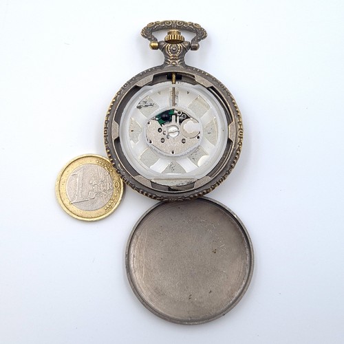 4 - An unusual ornate pendant watch, featuring a bright colourful face and attractive foliate detail. Di... 