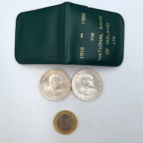 115 - Two ten shilling coins issued by the National Bank of Ireland in 1966 in commemoration of 50 years s... 