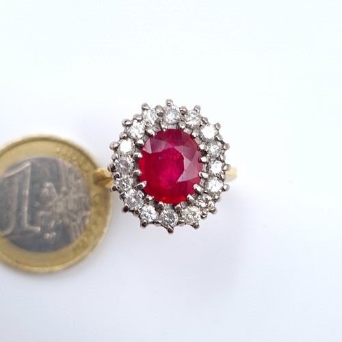 572 - Star Lot: A very attractive 18 carat gold Art Deco Ruby and Diamond stone ring, stamped 750 and feat... 