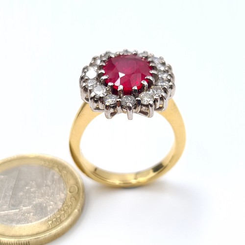 572 - Star Lot: A very attractive 18 carat gold Art Deco Ruby and Diamond stone ring, stamped 750 and feat... 