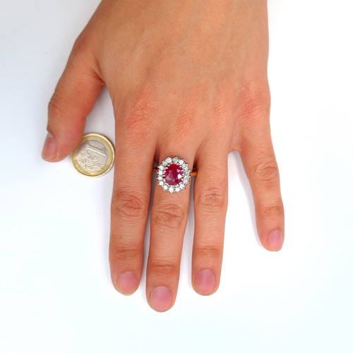 572 - Star Lot: A very attractive 18 carat gold Art Deco Ruby and Diamond stone ring, stamped 750 and feat... 