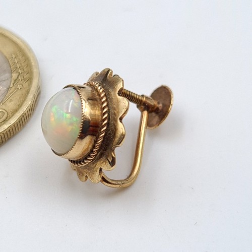 606 - Star lot : A very pretty pair of antique hallmarked 9 carat gold Australian Fire Opel screw clasp ea... 