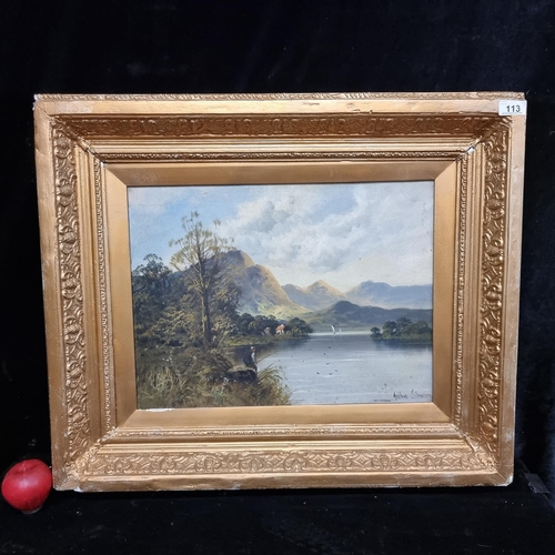 113 - Star lot : A fabulous large antique original oil on canvas painting by the artist Arthur Stanford fe... 