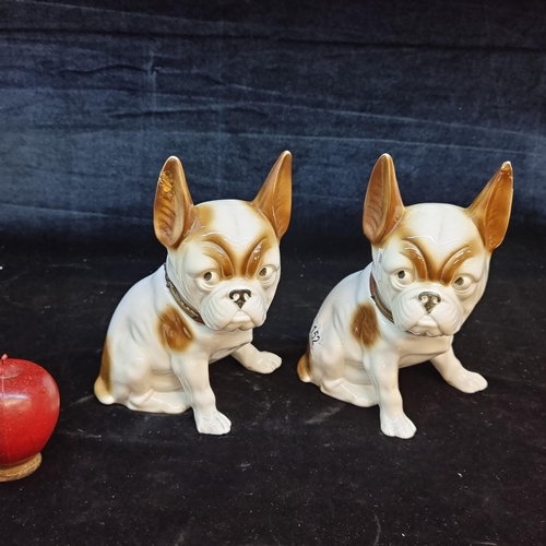 152 - A matching pair of Art Deco weighted porcelain French Bulldog dogs. This adorable pair of Frenchies ... 